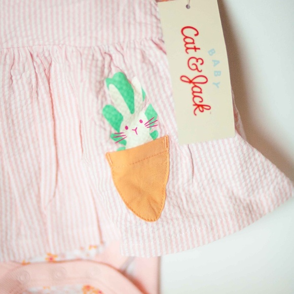 NWT Cat & Jack 3-6 m 2 Pieces Dress Onesie Easter - Picture 2 of 3